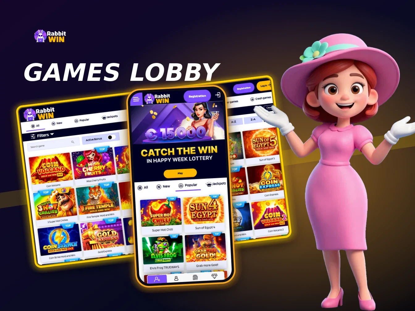 Rabbit Win Casino desktop games lobby