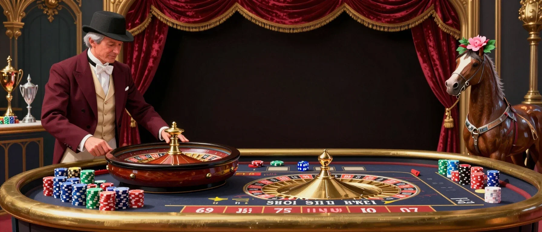 Rabbit Win Casino live casino table with roulette, cards and dice