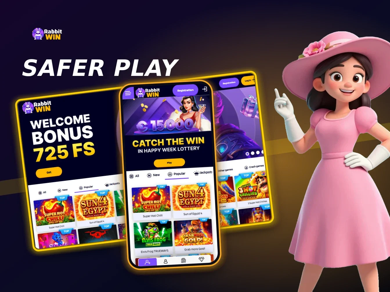 Rabbit Win Casino desktop home screen