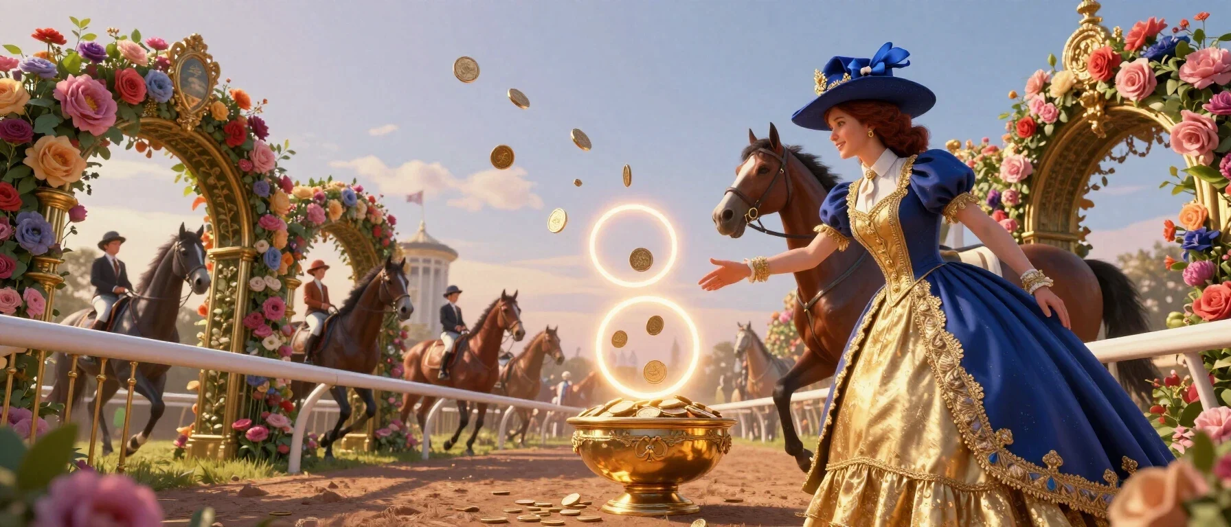 Rabbit Win Casino VIP rewards shown as coins and tokens around an ornate treasure chest